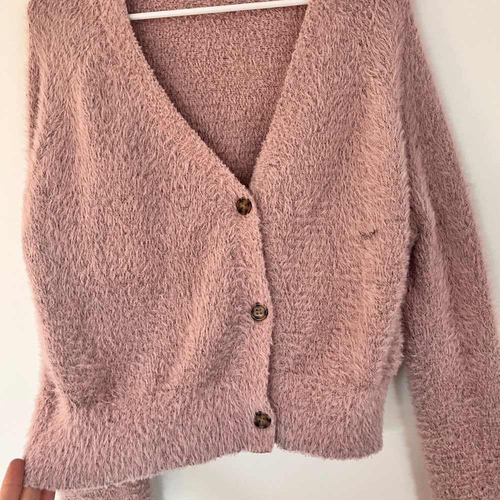 Women's Pink Cardigan Sweater - Picture 5 of 11